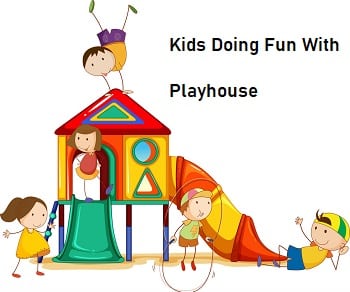 kids doing fun with playhouse